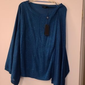 Moroccan Blue sparkly top Very unique sleeves.